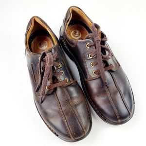 Ecco Brown Leather Lace Up Oxford Sneakers Mens Size 10